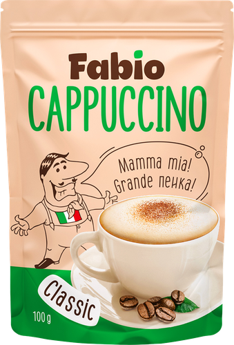 Напиток кофейный растворимый FABIO Cappuccino Сlassic, 100г, фотография