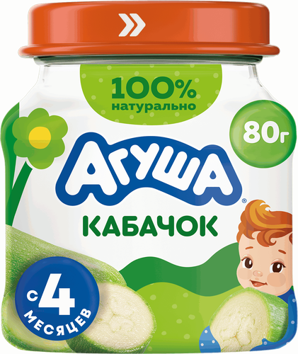 Пюре овощное детское АГУША Кабачок, с 4 месяцев, 80г, фото