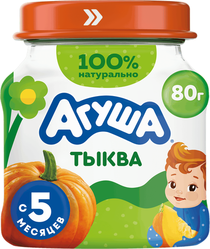 Пюре овощное детское АГУША Тыква, с 5 месяцев, 80г, детальное фото