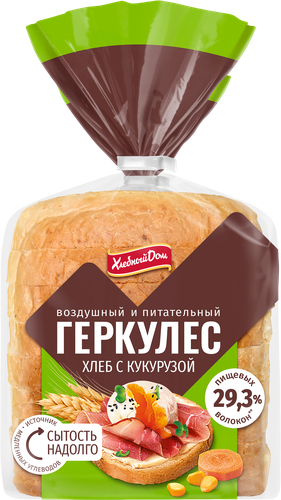 Хлеб ХЛЕБНЫЙ ДОМ Геркулес с кукурузой, 255г, изображение