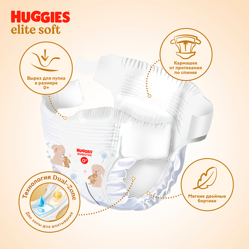 Подгузники HUGGIES Elite Soft 1 3–5кг, 84шт, детальное фото