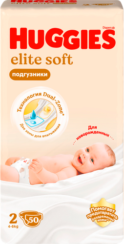 Подгузники HUGGIES Elite Soft 2 4–6кг, 50шт, вид