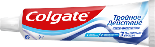Зубная паста COLGATE Тройное действие Экстра отбеливание для восстановления естественной белизны зубов с первого применения, 100мл, изображение