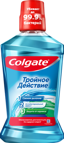 Ополаскиватель для полости рта COLGATE Тройное Действие, 500мл, фотография