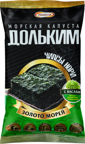 Морская капуста DOSHIRAK Доль Ким, чипсы нори с васаби, 5г, картинка