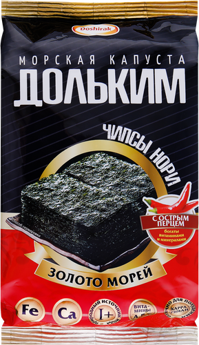 Морская капуста DOSHIRAK Доль Ким, чипсы нори с острым перцем, 5г, вид