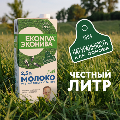 Молоко ультрапастеризованное ЭКОНИВА 2,5%, без змж, 1000мл, картинка