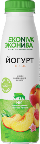 Йогурт питьевой ЭКОНИВА Персик 2,5%, без змж, 300г, картинка