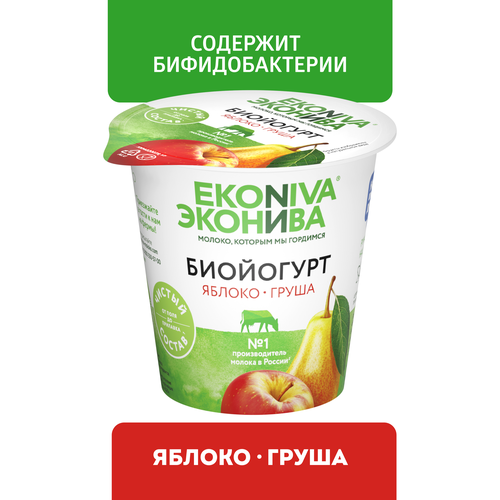 Биойогурт ЭКОНИВА Яблоко, груша 2,8%, без змж, 125г, фото