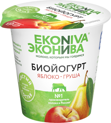 Биойогурт ЭКОНИВА Яблоко, груша 2,8%, без змж, 125г, детальное фото