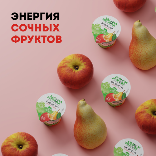 Биойогурт ЭКОНИВА Яблоко, груша 2,8%, без змж, 125г, фото