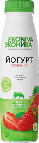 Йогурт питьевой ЭКОНИВА Клубника 2,5%, без змж, 300г, фотография
