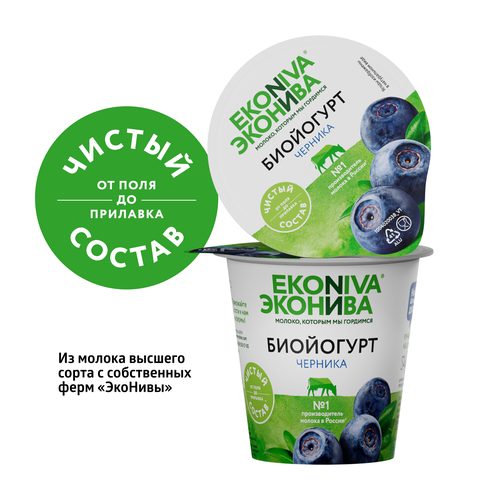 Биойогурт ЭКОНИВА Черника 2,8%, без змж, 125г, вид