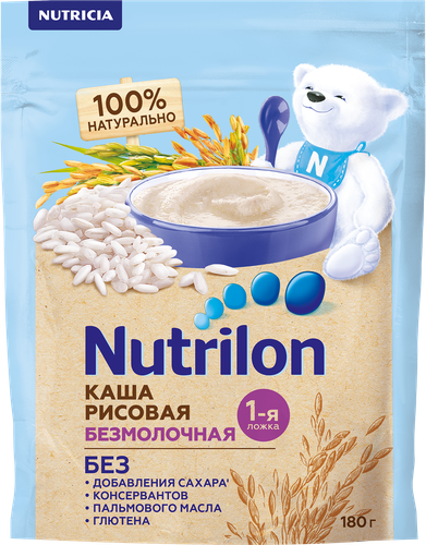 Каша рисовая NUTRILON безмолочная, с 4 месяцев, 180г, детальное фото