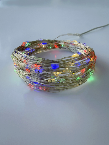Гирлянда Homeclub, Роса, на батарейках, 20 microLED, 1.9м, холодный белый/теплый белый, крупный план