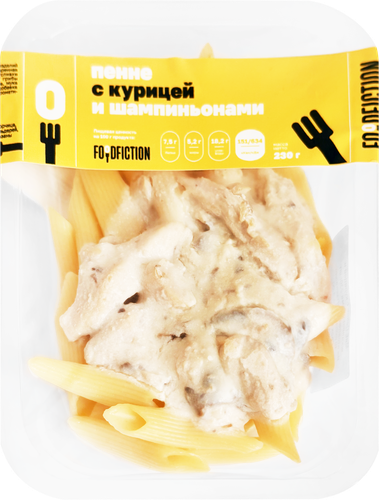 Пенне с курицей и шампиньонами FOODFICTION, 230г, картинка