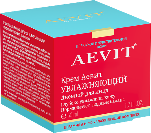 Крем дневной для лица AEVIT BY LIBREDERM увлажняющий, для сухой и чувствительной кожи, 50мл, фотография