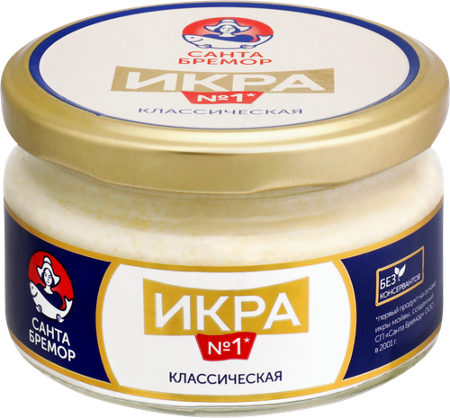 Икра мойвы САНТА БРЕМОР Икра №1, деликатесная классическая, 180г, детальное фото