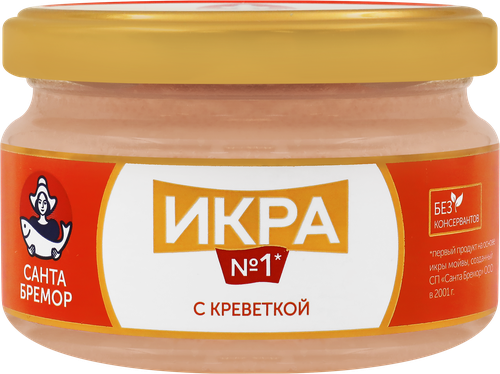 Икра мойвы САНТА БРЕМОР Икра №1, деликатесная с креветкой, 180г, фотография