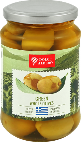 Оливки с косточкой DOLCE ALBERO зеленые крупные, 350г, детальное фото