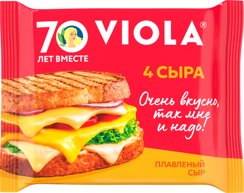 Сыр плавленый VIOLA Четыре сыра, ломтики, без змж, 140г, детальное фото