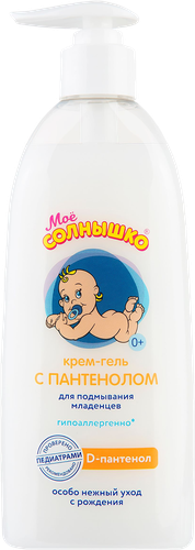 Крем-гель для подмывания младенцев МОЕ СОЛНЫШКО с пантенолом, 400мл, крупный план