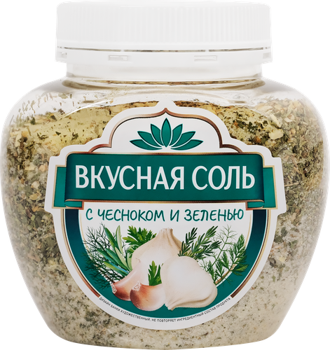 Соль ВКУСНАЯ СОЛЬ с чесноком и зеленью, 400г, изображение