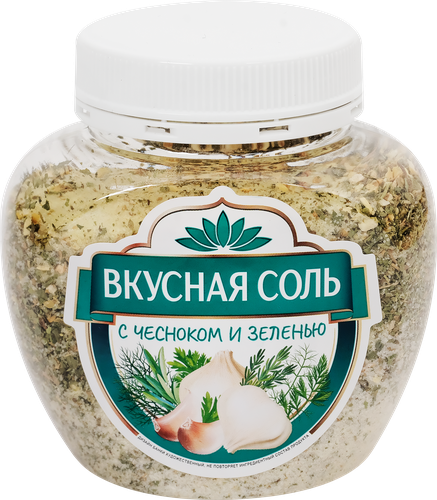 Соль ВКУСНАЯ СОЛЬ с чесноком и зеленью, 400г, фото