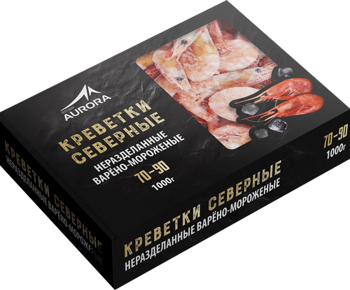 Креветки северные варено-мороженые AURORA 70/90, 1кг, фотография