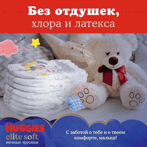 Подгузники-трусики HUGGIES Elite Soft 6 ночные 15–25кг, 16шт, вид