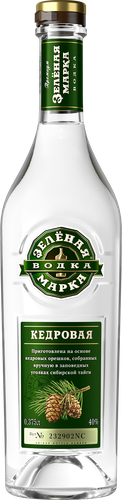 Водка ЗЕЛЕНАЯ МАРКА Кедровая Особая, 40%, 0.375л