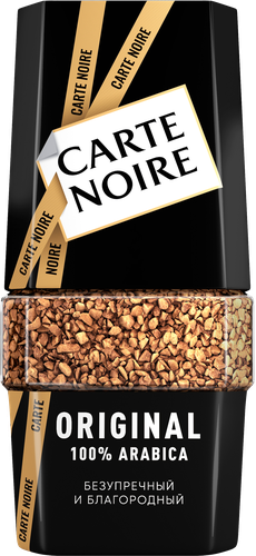 Кофе растворимый CARTE NOIRE натуральный сублимированный, ст/б, 95г, крупный план