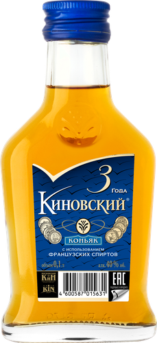 Коньяк КИНОВСКИЙ 3 года 40%, 0.1л, детальное фото