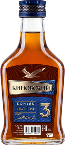 Коньяк КИНОВСКИЙ 3 года 40%, 0.1л