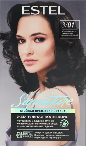 Краска для волос ESTEL Color Signature 3/01 Черный жемчуг, фотография