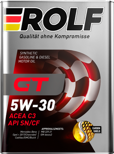 Масло моторное ROLF GT SAE 5W-30 API SN/CF, синтетическое, 4л, крупный план