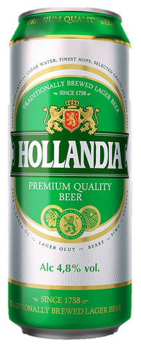 Пиво светлое HOLLANDIA фильтрованное пастеризованное, 4,8%, ж/б, 0.45л, вид