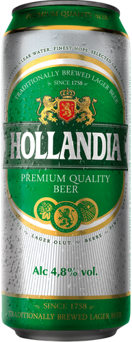 Пиво светлое HOLLANDIA фильтрованное пастеризованное, 4,8%, ж/б, 0.45л, изображение
