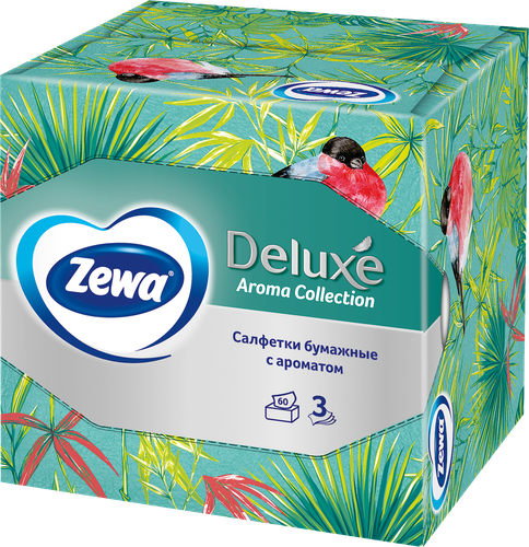 Салфетки бумажные ZEWA Deluxe Арома коллекция, 3-слоя, в коробке, 60шт, картинка