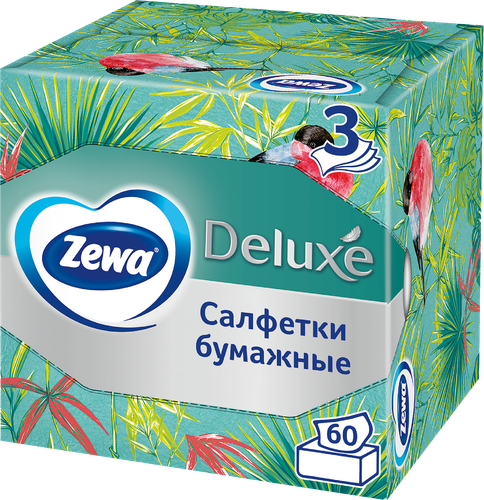 Салфетки бумажные ZEWA Deluxe Арома коллекция, 3-слоя, в коробке, 60шт, детальное фото