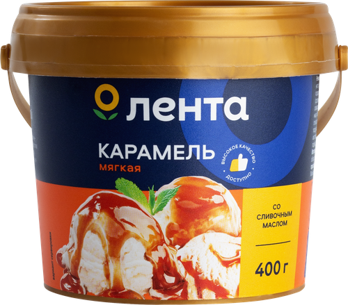 Продукт молокосодержащий ЛЕНТА Мягкая карамель 5% без змж, 400г, крупный план