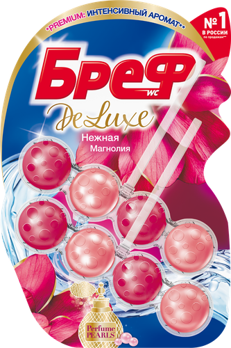 Блок для унитаза БРЕФ DeLuxe Нежная магнолия, 2x50г, крупный план