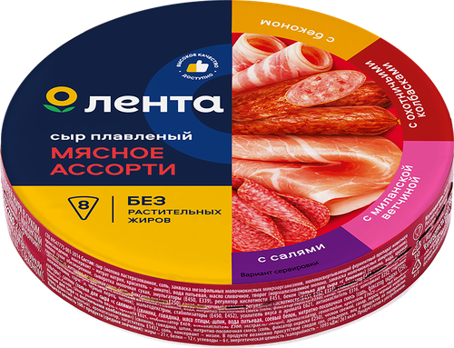Сыр плавленый ЛЕНТА Мясное ассорти 50%, без змж, 130г, детальное фото