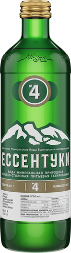 Вода минеральная ЕССЕНТУКИ №4 природная лечебно-столовая газированная, 0.45л, картинка
