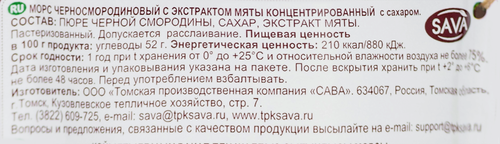Морс САВА Сибирская ягода Черносмородиновый с мятой концентрированный, 0.2л, вид