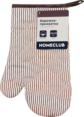 Варежка-прихватка HOMECLUB Полоса 18х30см, бежевая, Арт. НСРук1830П, фото