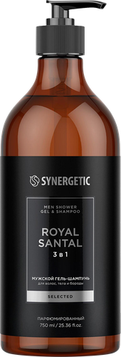 Гель-шампунь мужской SYNERGETIC Royal Santal 3в1 Королевский сандал, 750мл, изображение