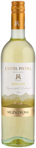 Вино MEZZACORONA Castel Pietra Москато Доломити белое сухое, 0.75л, крупный план