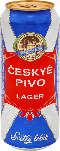 Пиво светлое CESKYE PIVO Lager фильтрованное пастеризованное 4,6%, ж/б, 
0.5л, крупный план
