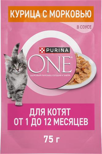 Корм влажный для котят PURINA ONE Курица и морковь, 75г, детальное фото